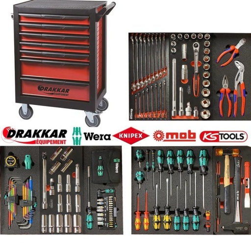 Servante d'atelier complète outillage Wera ks tools drakkar Mob Knipex