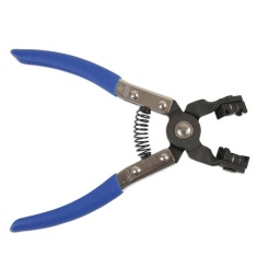 Pince pour collier Cobra - mâchoires angulées et pivotantes  Cette pince convient pour les colliers réutilisables appelés Clic et Clic R ou encore Collier Cobra.  Les mâchoires pivotantes simplifient l'accès et ainsi l'opération La pince est elle même angulée vis à vis des mâchoires facilitant l'utilisation  La pince dispose d'un manche avec ressort robuste Manche ergonomique