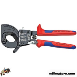 Pour couper les câbles en cuivre et en aluminium - Coupe du câble nette et sans écrasement - Prise d’une seule main grâce au principe du cliquet
Acier à outils de qualité spéciale, forgé, trempé à l’huile.

Poignées gainées bi-matière.
Conception compacte pour une utilisation dans des espaces exigus.
Ergot de protection évitant les pincements.
Section cuivre multi filaire max 32mm²
Longueur: 250mm
Poids: 676g