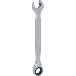 C&ocirc;t&eacute; cl&eacute; plate avec nouveau m&eacute;canisme de cliquet
Syst&egrave;me FlankTraction
Selon DIN 3113 / ISO 3318
Fourche inclin&eacute;e &agrave; 15&deg;
Forme droite
Cliquet pr&eacute;cis 72 dents
Finition satin&eacute;e
Chrome Vanadium
