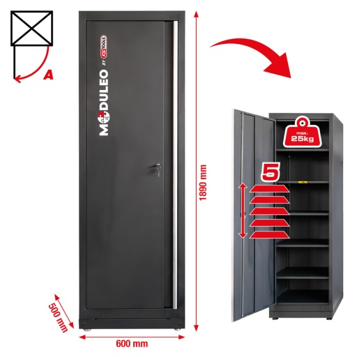 Mobilier d'atelier Moduleo armoire haute avec passage de c&acirc;bles &agrave; droite