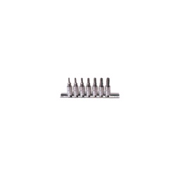 Rail de 7 douilles tournevis torx 1/4

- embouts acier s2
- douille chrome vanadium
- t10-15-20-25-27-30-40