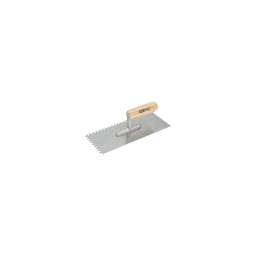 Platoir dente

- poignée en bois
- lame en acier trempe aiguisee 
- lame et patte soudees
- longueur 114x280mm - épaisseur 6x6
