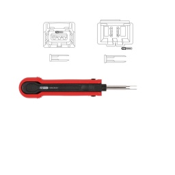 Extracteur de cosses pour connecteurs plats et faston
- pour fabricant amm tyco mcp
- pour largeur de connecteur 2.8 mm - extraction suivant le principe 2
- capot de protection de lame
- pointe en acier
utilisation : volkswagen. audi. seat. ©koda. mercedes. etc.