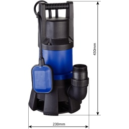 Pompe &agrave; eau immerg&eacute;e automatique PVC 230V 1300W avec flotteur
Contr&ocirc;l&eacute;e par flotteur.
Corps de pompe en PVC.
Filetage et fixation de sortie du tuyau : G2" / G1"&frac12; / 2".
IPX8.

Point info :
Tuyau conseill&eacute; : r&eacute;f.06063.
Longueur du c&acirc;ble 10m
Largeur 230mm
Hauteur 430mm
Fr&eacute;quence 50Hz
Filetage G2" / G1"&frac12; / 2"
Pression1,1 bar
Puissance 1300W
Alimentation 230V
Corps PVC
Granulom&eacute;trie 40mm
Hauteur manom&eacute;trique 11m
Hauteur immersion max 7m
Hauteur de refoulement max 11m
dia tuyau de sortie 40mm
D&eacute;bit max 417 l/min - 25000 l/h
C&acirc;ble HO7RN-F
Poids article 8,2KG