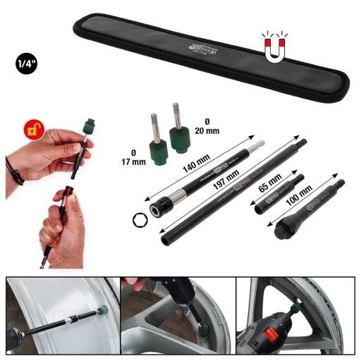 Jeu d’outils de nettoyage de siège de soupape pour jantes en alu 7 pcs