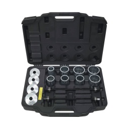 Coffret pour le montage et le démontage des roulements
- pour le démontage et montage de roulements
- idéal pour silentbloc. roulements à billes. douilles. joints. etc.
- égalment utilisable avec presse d'atelier
- les douilles peuvent etre usinees si necessaire
- les roulements de la vis de force eliminent le grippage et procurent une grande force
- coffret de rangement plastique
remarque : les vis de force doivent etre graissees avant la premiere utilisation ! une surcharge peut provoquer une rupture de l'outil. 
toujours utiliser une clé dynamométrique pour verifier le couple de serrage applique a la vis de force !
couple de serrage maximal :
vis de force m10x1.5 : 60 nm
vis de force m12x1.5 : 100 nm
vis de force m14x1.5 : 180 nm
vis de force m16x1.5 : 250 nm
composition :
ecrou m12 avec appui
ecrou m16 avec appui
butee etagee. 
1
butee etagee. 
2
butee etagee. 
3
butee etagee. 
4
tige filetee. m12
tige filetee. m16
douille intérieur 34 mm  extérieur 44 mm douille intérieur 42 mm  extérieur 52 mm douille intérieur 44 mm  extérieur 54 mm douille intérieur 46 mm  extérieur 56 mm douille intérieur 52 mm  extérieur 62 mm douille intérieur 64 mm  extérieur 74 mm douille intérieur 70 mm  extérieur 80 mm douille intérieur 72 mm  extérieur 82 mm 