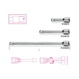 Rallonge angulaire carres mâle et femelle 3/8"
- long 125mm - qualité premium beta depuis 1939