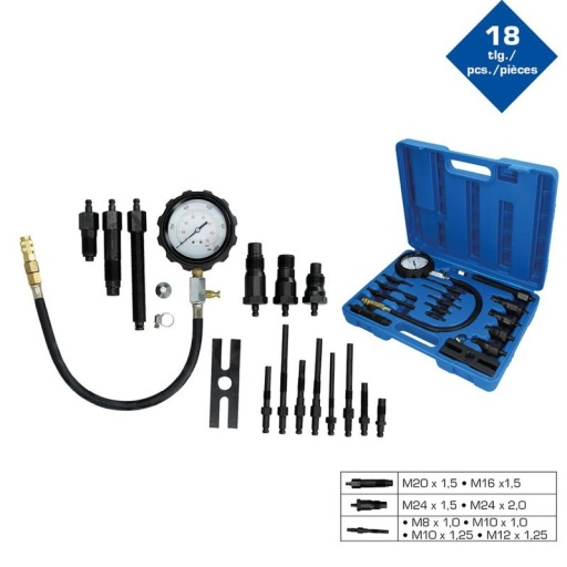 Coffret de contrôle de compression pour moteurs diesel - 18 pièces