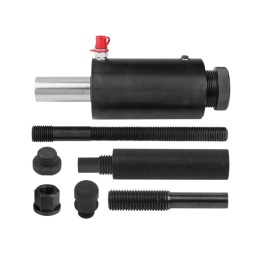 Vis de force hydraulique
- pour le démontage et le démontage de silent blocs. roulements. rotules...
- embout à frapper et à visser
- très bonne repartition des forces
- emploi universel avec Réduction m10 - m22
- retour de piston automatique
- coffret de rangement
donnees techniques du cylindre :
capacite : 16 t
filetage de raccord : raccord rapide cejn
filetage intérieur du vérin : m22
filetage extérieur du vérin : 1.1/2"
course : 67.0 mm composition :
vis de force hydraulique. 16t
axe de pression. m24x3 mm  l=129.5 mm pied de pression. m24x3 mm tige de pression réglable. m24. l=92 mm anneau de sécurité pour filetage 1.1/2"
ecrou à embase. m18
tige de force. m18/m22. l=250 mm raccords pneumatiques (cejn)
corps à frapper. m22x2.5 mm tige de pression réglable. m24. l=132 mm 