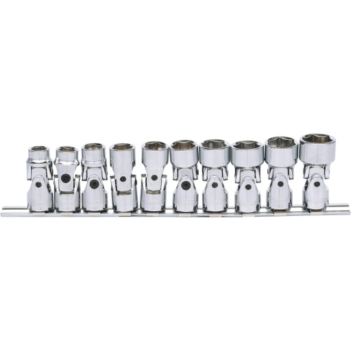 Jeu de douilles 3/8'' articulée 6 pans CHROMEplus 10 pcs 10-19 mm