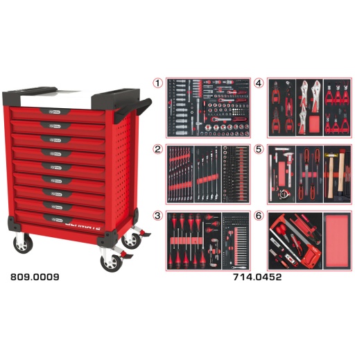 Servante ULTIMATE rouge 9 tiroirs équipée de 455 outils