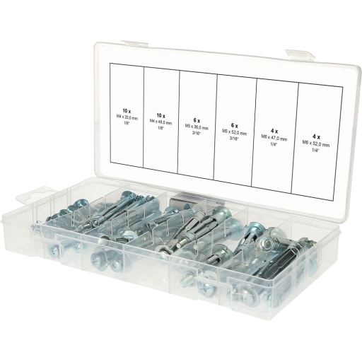 Assortiment de chevilles à expansion et goujons d'ancrage M4x20mm - M6x52mm 40 pièces