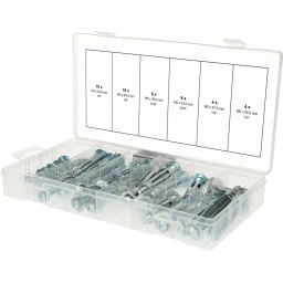idéal pour fixer dans les toits et les cloisons légères
Zingué
Livré dans un coffret en plastique