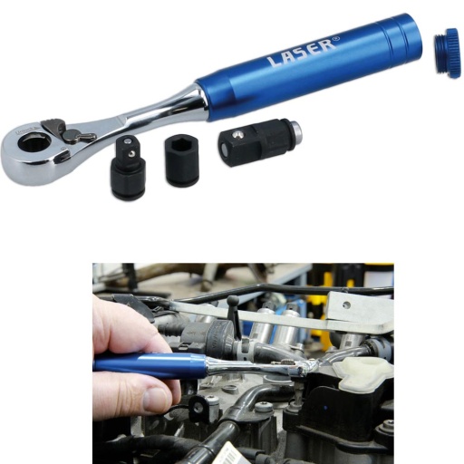 Mini-clé à cliquet 3 en 1 avec embouts interchangeables