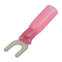 Lot de 10 cosses à œil isolées rouges thermorétractables
Cosse à sertir avec une pince, puis chauffer pour retreindre la gaine
(gaine avec colle pour étanchéité)
Température d'utilisation de -55° à +125°
Dimensions: M4
Section câble: 0,5 à 1mm2
Retreint 3:1