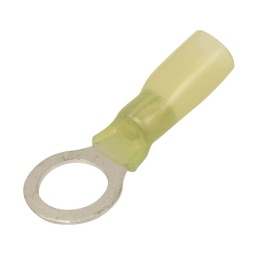 Lot de 10 cosses à œil isolées jaunes thermorétractables
Cosse à sertir avec une pince, puis chauffer pour retreindre la gaine
(gaine avec colle pour étanchéité)
Température d'utilisation de -55° à +125°
Dimensions: M10
Section câble: 4 à 6mm2