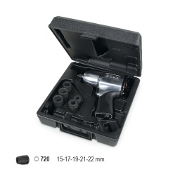Fonctionnalités: 
-Dispositif d’impulsion « Pin Clutch » 
-Poignée en caoutchouc 
-Levier réversible   
-Trois positions de vissage réglables en puissance 
-Échappement par poignée
 350x305x86 mm
