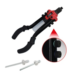 Adapt&eacute;e &agrave; diff&eacute;rents types de rivets
Livr&eacute;e avec cinq embouchures interchangeables
Changement d&rsquo;embouchure sans outil
Limite la d&eacute;pense d&rsquo;&eacute;nergie gr&acirc;ce &agrave; une technique de levier innovante
T&ecirc;te fine
Avec bac de r&eacute;cup&eacute;ration pour mandrin &agrave; rivet
Poign&eacute;e en caoutchouc
Corps en acier sp&eacute;cial pour outils
