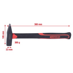 Selon DIN 1041
Avec manche en fibre de verre
Version forgée
Bords durcis par induction
Bord de tête et surface de frappe polis
Bords arrondis
Tête thermolaquée
Tête de marteau en acier haute résistance