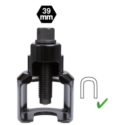 Embout de pression sur roulement mont&eacute; sur la vis de force
Utilisable avec une cl&eacute; &agrave; chocs
Faible encombrement
Pi&egrave;ce forg&eacute;e
En acier trait&eacute;

Utilisations : Universel pour PL Scania, MB, MAN (414 drag link, par ex.) HINO, etc. 
