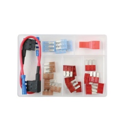 Assortiment de fusible Micro 3 - 23pcs
Contient des fusibles Micro 3 de 5amp, 7.5amp, 10amp, 15amp - 5pcs de chaque
Contient un attrape fusible
Contient 2 portes fusibles pour ajouter un circuit