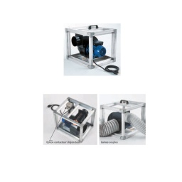 Ventilateur centrifuge portable
le  v1  est  un  ventilateur  haute  pression   portable. pouvant fonctionner indifferemm nt en   aspiration   ou   en   soufflage.   léger.    robuste et peu encombrant. il se raccorde  sur  des  gaines  de  petits  diamètres  pour   ventiler   toutes   sortes   de   volumes   :   
chantiers.   souterrains.   caves.   bureaux.    ateliers. comm rces.... ou d'en extraire l'air  vicie  (odeurs.  poussieres.  fumées.  chaleur.   humidite...)   a   l'exception   des   vapeurs    inflameables. detonantes ou corrosives.