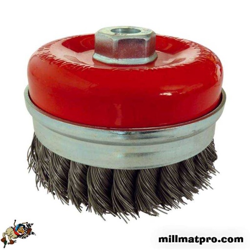 Brosse métallique 100mm coupe boisseaux avec alésage m14