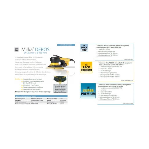 Pack ponceuse deros bi plateau + aspirateur + servante + 400 disques