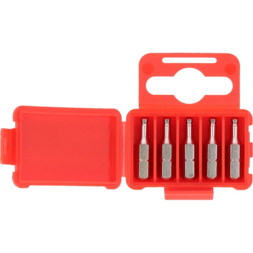 Embouts de vissage 1/4'' 6 pans &agrave; t&ecirc;te sph&eacute;rique 25mm 3mm pack de 5