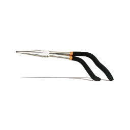 Pince extra-longue à becs demi-ronds. chromée polie avec prise type pistolet" et branches gainées par 2 couches de pvc