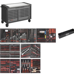Servante d'atelier antibasculement XXL 929 pièces, plateau inox
Données techniques pour V4481-XXL/929Dimension: 1625 x 695 x 1017 mmPlateau de travail : acier inoxydableNombre d'outils : 929Capacité de charge (statique): 1000 kgPoids de la servante d'atelier : 181 kgProtection anti-choc de servante d'atelier:Tous les bords avec protection anti-chocDimensions de la garniture / taille de tiroir:LD (569 x 570 mm)XD (790 x 570 mm)XXD (1450 x 569 mm)Ouverture de tiroir %:100%Capacité de charge de tiroir plat:30 kgCapacité de charge par tiroir: 60 kgVerrouillage de tiroir:Verrouillage anti-basculement - on ne peut ouvrir qu’un tiroir à la foisFermeture de tiroir:Verrouillage central avec serrure à cylindre