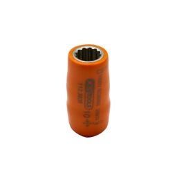 Isolation selon IEC 60900 
Selon ISO 691, ISO 1174-1, ISO 1711-1 et ISO 2725-1 
Carré d'entraînement intérieur selon DIN 3120 / ISO 1174-1 avec encoche pour verrouillage par bille 
12 pans 
Pour une utilisation manuelle ou avec visseuse 
Diamètre extérieur de l'isolation optimisé 
Chrome Vanadium 

