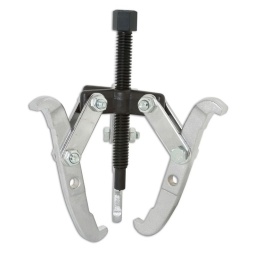 Extracteur 100mm à bras réversible - 2 et 3 bras La traverse offre la possibilité d'utiliser 2 ou 3 bras. L'utilisation de 3 bras est toujours recommandée si l'espace le permet car il procure une meilleure centralisation de la poussée Les bras sont réversibles et permettent une prise par l'intérieur aussi bien que par l'extérieur Fournis dans une boite de rangement  Portée de 100mm. Disponible avec une portée de 150mm sous la ref 1915 Le graissage de la tige filetée avant et après utilisation est requis