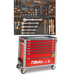 Servante extra large C24SA 7 tiroirs + compo 2 tiroirs maintenance industrielle
Prévu pour recevoir 6 plateaux thermoformés dans un même tiroir
Caractéristiques principales :
- 7 tiroirs de 882x367 mm, montés
sur glissières à billes de précision :
5 tiroirs hauteur 70 mm 
1 tiroir hauteur 140 mm 
1 tiroir hauteur 210 mm. 
- Plan de travail en ABS haute résistance, 
avec 6 bacs de rangement. 
- Façade en nylon haute résistance,
avec porte-étiquettes incorporé.
- Fonds de tiroirs protégés par un tapis
en Néoprène.
- Quatre roues de Ø 125 mm :
2 fixes et 2 pivotantes (dont une avec frein).
- Serrure de sécurité centralisée frontale.
- Capacité de charge statique : 1000 kg.
- Porte-flacons latéral incorporé.
​- 84 kg
1035x970x445 mm