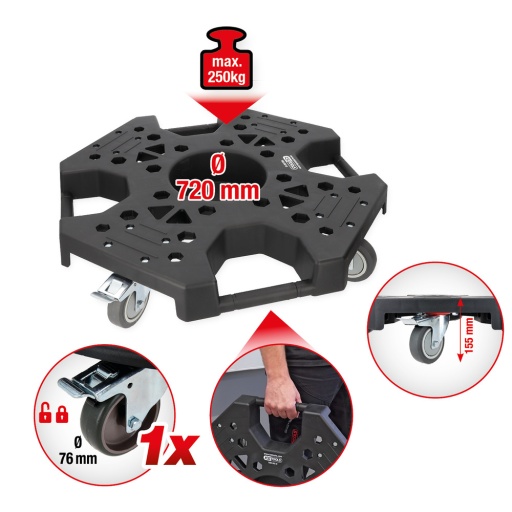 Manipulateur de jantes et pneus force 250&nbsp;kg &Oslash; 720 mm