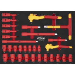 Isolation selon IEC 60900
Convient pour les servantes d&rsquo;atelier
rangement ordonn&eacute; des outils gr&acirc;ce aux emplacements pr&eacute;cis
R&eacute;sistant aux hydrocarbures et aux produits chimiques
Insert en mousse haute r&eacute;sistance
