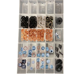 Module conso vidange joints + bouchons 233 pièces
Système de rangement pour tiroir. avec boite connectable
Organisez votre rangement de pièces. visserie. outillage dans des boites transparente clipsées à lors socle en polypropylène . résistant aux hidrocarbures
Les boites ont une hauteur étudiée pour finir au ras du tiroir. se qui lors de déplacement ne désorganisera pas vos rangements (petit calage à découper sous les plateaux si besoin d'ajuster)
- Plateau dimensions 390x272mm (hauteur entre 72 et 75mm selon découpe)
Composition :
32740 Bouchons Peugeot OEM 0311.21-0311.28 M14x1.25 (3 pièces)
32741 Bouchons Citroën, Peugeot OEM 2221 11 - M16x1.5mm (3 pièces)
32742 Bouchons Daihatsu, Nissan, Toyota M12x1.25 OEM 90043140410, 11128-9C60A, 90341-12012 (3 pièces)
32744 Bouchons Renault OEM 7703075012 M16x1.5mm (3pièces)
32745 Bouchons Alfa Romeo, Fiat, Ford  OEM 60507149, 16993411, 16 993 411, N10037103 M22x1.5mm (3pièces)
32746 Bouchons Fiat, Opel, Citroën, Peugeot OEM 0311 20, 7740638, 6 52 457, M22x1.5mm (3 pièces)
32748 Bouchons Audi, Chrysler, Jeep, Mazda, Mitsubishi, Seat, Skoda, VW OEM N908 132 02-N908 132 01 M14x1.5 (3pièces)
32759 Bouchons Peugeot, Renault OEM 7703075336, 7703075077 M18x1.5mm (3pièces)
31771 Bouchons de vidange plastique VW,pour 1.6 et 2.0 TDI et 1.8/2.0L TFSI VW : 06L-103-801 (3pièces)
31710 25 joints cuivre vidange 14mm de diamètre interne x 20mm x 2mm
31712 25 joints cuivre vidange 16mm de diamètre interne x 22mm x 2mm
31713 25 joints cuivre vidange 18mm de diamètre interne x 24mm x 2mm
31714 25 joints cuivre vidange 14mm de diamètre interne x 20mm x 1.5mm
31720 Joint de bouchon de vidange Dowty 16.7 x 24.0mm - 25 pcs
31722 Joint de bouchon de vidange en Aluminium 14 x 22 x 2mm - 25 pcs
31728 Joint de bouchon de vidange avec flange en caoutchouc 13 x 22 x 3mm - 25 pcs
31727 Joint de bouchon de vidange en caoutchouc 18mm x 22 x 2mm - 25 pcs
37337 Bouchon de vidange en plastique Ford - PSA - 5 pc PSA OEM 9801444780-Ford 1871598
31774 Bouchon de vidange en plastique BMW - 1 pc BMW OEM 11137605018
150.1020 Pack outils pour bouchon plastique Bmw, PSA, VW
