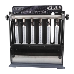 BANC DE TEST INJECTEUR INDIRECT ESSENCE
Ce banc est conçu pour tester les injecteurs en situation réelle en association de l'AC 0900 ou de l'OE 3025 (pilotage de l'injecteur)
Le banc est équipé d'un réservoir à l'arrière et d'un régulateur de pression pour mettre la solution sous pression (~3 bar) dans la rampe alimentant les injecteurs.
Dans les conditions suivantes vous pourrez contrôler :
- le bon fonctionnement de l'aiguille de l'injecteur
- le jet
- le débit.
- l'étanchéité
Type de carburant	Essence