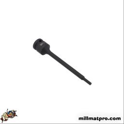 Douille hexagonale à carré de 1/2" de 150 mm de long avec embout de 6 mm, adaptées aux fixations difficiles à atteindre ou encastrées. Construction en une seule pièce et en chrome-molybdène pour la résistance aux impacts, avec fini au phosphate noir pour la résistance à la corrosion, et comprend une rainure et des trous pour l'utilisation d'une bague de retenue et d'une pige.
