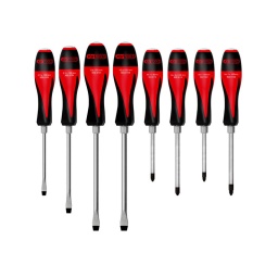 Jeu de tournevis ultimatemax
- manche bi-matière
- lame en acier trempe
- chromée avec pointe brunie
- lame en chrome vanadium
- résistant aux produits chimiques
plat : 5.5 - 6.5 - 8 - 10mm cruciforme : pz1-pz2-ph1-ph2