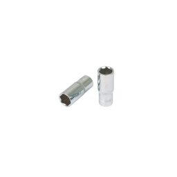 Douille longue 3/8 chrome plus 10mm 
- longueur 63mm - profil strie
- finition polie chromee