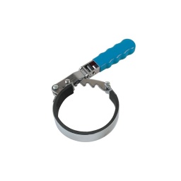 Clé filtre à huile - sangle métallique avec poignée angulée Cet outil dispose d'un manche qui dispose d'un cardan et peut s'anguler jusqu'à 180 degrés Convient en particulier pour les accès confinés Diamètre du filtre allant de 73mm à 105mm maximum Sangle métallique disposant d'une surface interne en caoutchouc pour ne pas endommager le filtre 