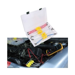 Kit de testeur de boite a relais
les boites a relais peuvent souffrir de corrosion avec le temps. ce qui endomm ge les connections et les cables.
frequemm nt. lorsque l'utilisateur rencontre un souci électrique. il pense au relai et le change. il ne mets pas en doute la connection dans la boite a relai.
ce kit vous permettra de tester votre boite a relai avec le relai en place.
il s'agit d'une technique efficace et rapide pour identifier un souci sur la boite a relais sans avoir à percer dans les fils.
relier votre boite a relai a votre boite a fusibles avec ces connecteurs fournis et diagnostiquer a l'aide d'un multimètre le probleme.
cette solution permet de voir l'entree et la sortie de courant ainsi que son voltage
