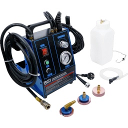 Pour la purge et le remplacement professionnel et en toute s&eacute;curit&eacute; du liquide de freins sur les syst&egrave;mes de frein et d&rsquo;embrayage de v&eacute;hicule
Comporte les adaptateurs suivants pour les r&eacute;servoirs de liquide de frein :
1 adaptateur coud&eacute; de 90 degr&eacute;s, pour Mercedes-Benz, BMW, Volkswagen, Skoda, Volvo, Land Rover, Jaguar, Bentley, Porsche, Opel, Chevrolet, Ford, Citro&euml;n, Peugeot, Mazda, Renault, MG, Lexus, Cadillac, etc.
1 adaptateur coud&eacute; de 90 degr&eacute;s, pour Ford, Peugeot, Toyota et certains mod&egrave;les d&rsquo;Audi
1 adaptateur droit pour Tesla
Consommation : 35 W
Pression de travail r&eacute;glable
D&eacute;bit : 1,2 l/min
Dimensions : 285 x 230 x 370 mm
Longueur du tuyau de remplissage : 3,5 m
Niveau sonore : 70 db
L&rsquo;appareil s&rsquo;&eacute;teint d&egrave;s que le r&eacute;servoir est vide
Contenu de la livraison :

1 purgeur de freins
3 adaptateurs
1 r&eacute;servoir de purge
1 tuyau de purge
Avertissements et Consignes de S&eacute;curit&eacute;
Risque de blessure : n'utilisez l'outil que sur des syst&egrave;mes de freinage enti&egrave;rement refroidis. 
Veillez &agrave; ce que le syst&egrave;me ne soit pas sous pression afin d'&eacute;viter toute blessure par le liquide de frein. 
Portez des gants et des lunettes de protection pour vous prot&eacute;ger des &eacute;claboussures et des bords tranchants.