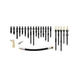 Kit de 23 pièces adaptateur pour compressiomètre et testeur d'étanchéité de cylindre
- compatible avec la majorite des moteur essence et diesel
- contient : injecteur m20-22-24 - injecteur ford stanadyne - bougie 10-12-14-18mm - raccord coude - tuyau adaptateur 1/4"