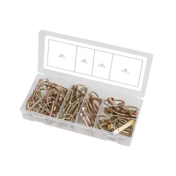 Assortiment de goupilles clips
composition :
16 x 4.5 x 36 mm 18 x 6.0 x 45 mm 6 x 8.0 x 45 mm 10 x 11.0 x 45 mm 