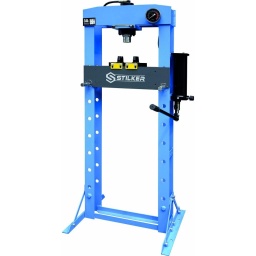 Presse d'atelier manuelle 30T b&acirc;ti soud&eacute;
B&acirc;ti soud&eacute;.

Hauteur de la table r&eacute;glable.
2 v&eacute;s de dressage.
V&eacute;rin mobile coulissant lat&eacute;ralement.
Hauteur 1775mm
Course du v&eacute;rin 150mm
Force de travail 30T
Type pompe manuelle
Hauteur hors tout 1775mm
Capacit&eacute; maxi 30T
Type de v&eacute;rin mobile
Type de b&acirc;ti soud&eacute;
Largeur table 490mm
Poids article 145,5KG
A
750mm
B
660mm
C
1720mm
D
1775mm
E
490mm
F
132mm
F1 MINIMUM
55mm
F2 MAXIMUM
1035mm