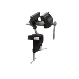Étau d'établi sur rotule, 75 mm
Base à double verrouillage équipée d'une rotule orientable à 360°
Pratique et léger pour s'adapter à tous les besoins
Se fixe sur tout plan de travail jusqu'à 55 mm d'épaisseur
Peut également se fixer sur les tubes
Mors interchangeables en acier trempé
Mors et partie coulissante polis
Corps en aluminium
Couleur :	Noir
Diamètre du tuyau max. en mm :4-6 mm
Dimensions : l. 165 x P.80 x H.320 mm
Largeur de mâchoires en mm :75,0 mm
Matière :Aluminium
Ouverture maximale :75,0
Poids :1,50 kg
Ouverture max. de la base :55 mm