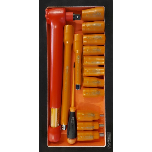 Module de douilles et clé dynamométrique 1/2"  10- 50 Nm isolées 1000V 15 pièces
